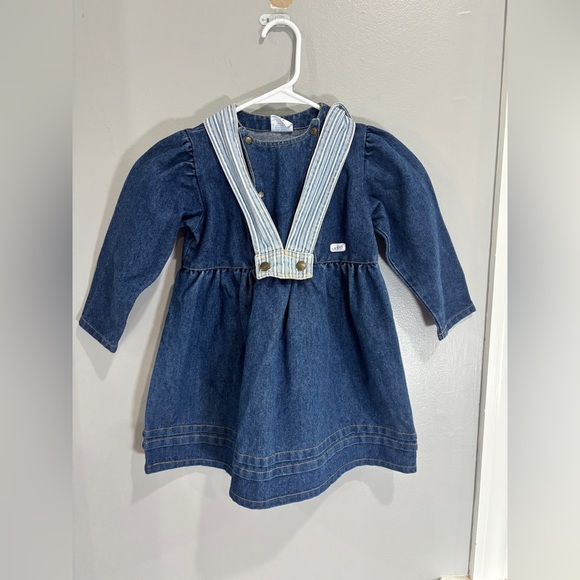 Vintage Guess Denim Dress Jean Sailor Collar Little Girl 5 years - Picture 1 of 7